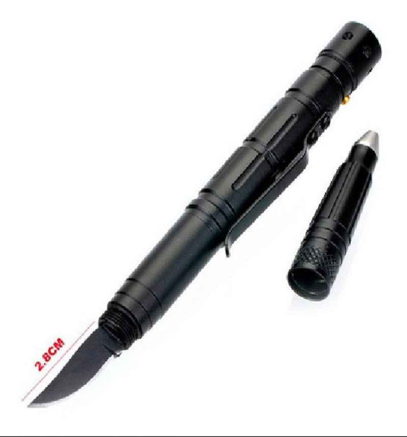 Pluma metálica tinta negra con Lampara, Navaja y rompe vidrios YH-800