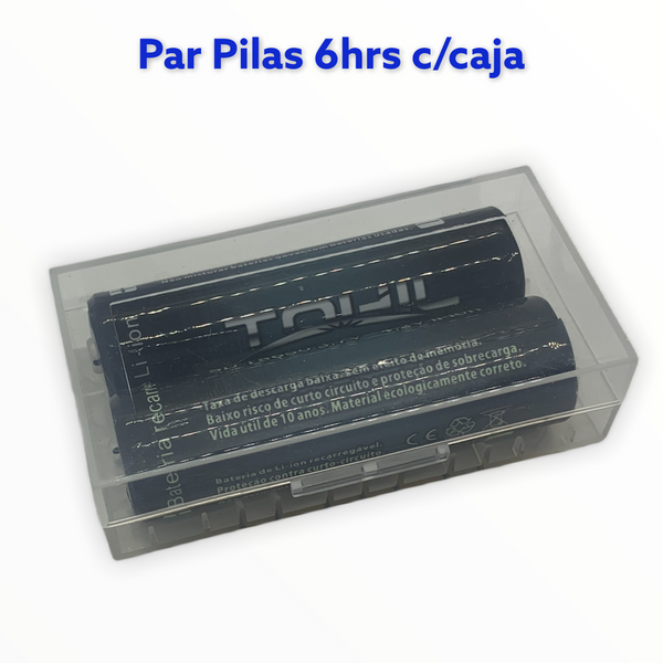 6hrs de duración Pila bateria Recargable (2 PILAS C/CAJA), Litio, 6.4x1.7cm, VOG 18650